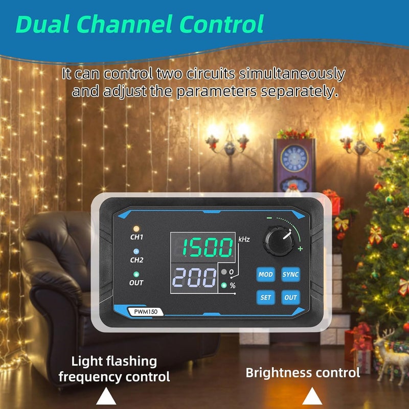 Koolertron Dual-Channel PWM Signal Generator, high-Precision servo Motor Driver, Square Wave Pulse Wave, Adjustable Frequency, Duty Cycle, Phase, etc., with Storage Function - Image 2